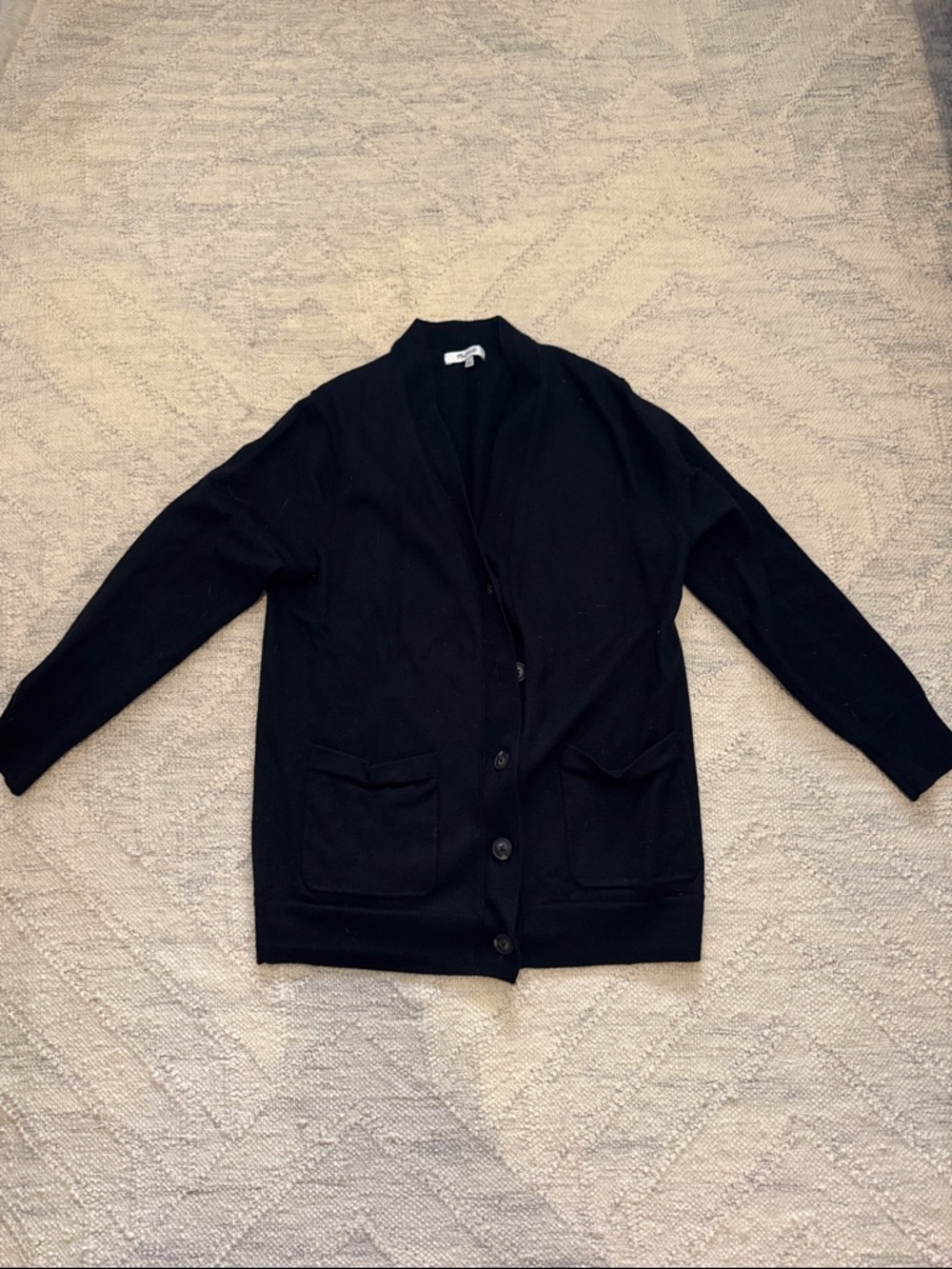 Madewell 100% Wool Black Knit Cardigan.  Size L